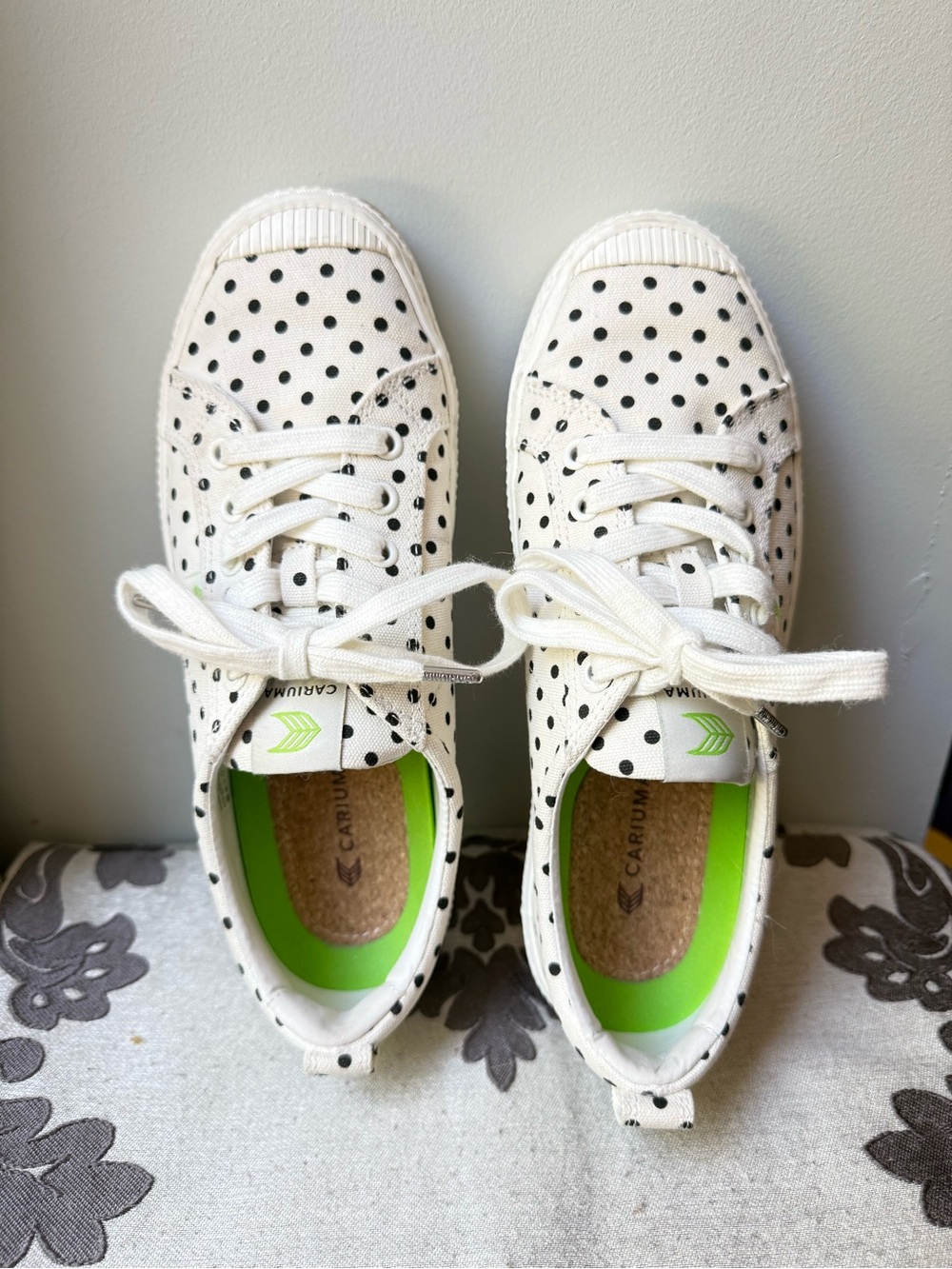 Cariuma White Polka Dot Canvas Sneakers